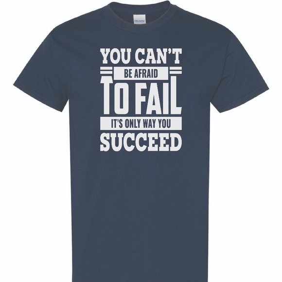 Mens Short Sleeve T-shirt - You Cant Be Afraid - Navy Blue - Picture 1 of 2